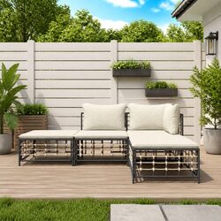 4-Piece Anthracite Garden Lounge Set with Cushions