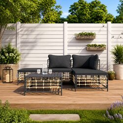 Quality 5 Piece Garden Lounge Set with Cushions - Anthracite