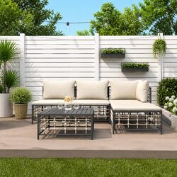 5-Piece Anthracite Poly Rattan Garden Lounge Set