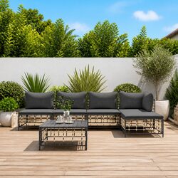 Durable 6 Piece Garden Lounge Set with Anthracite Cushions