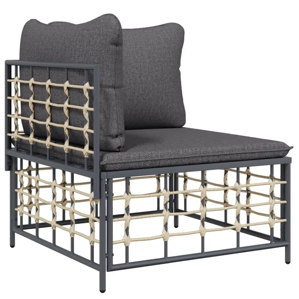 6 Piece Garden Lounge Set Poly Rattan Anthracite Outdoor Furniture