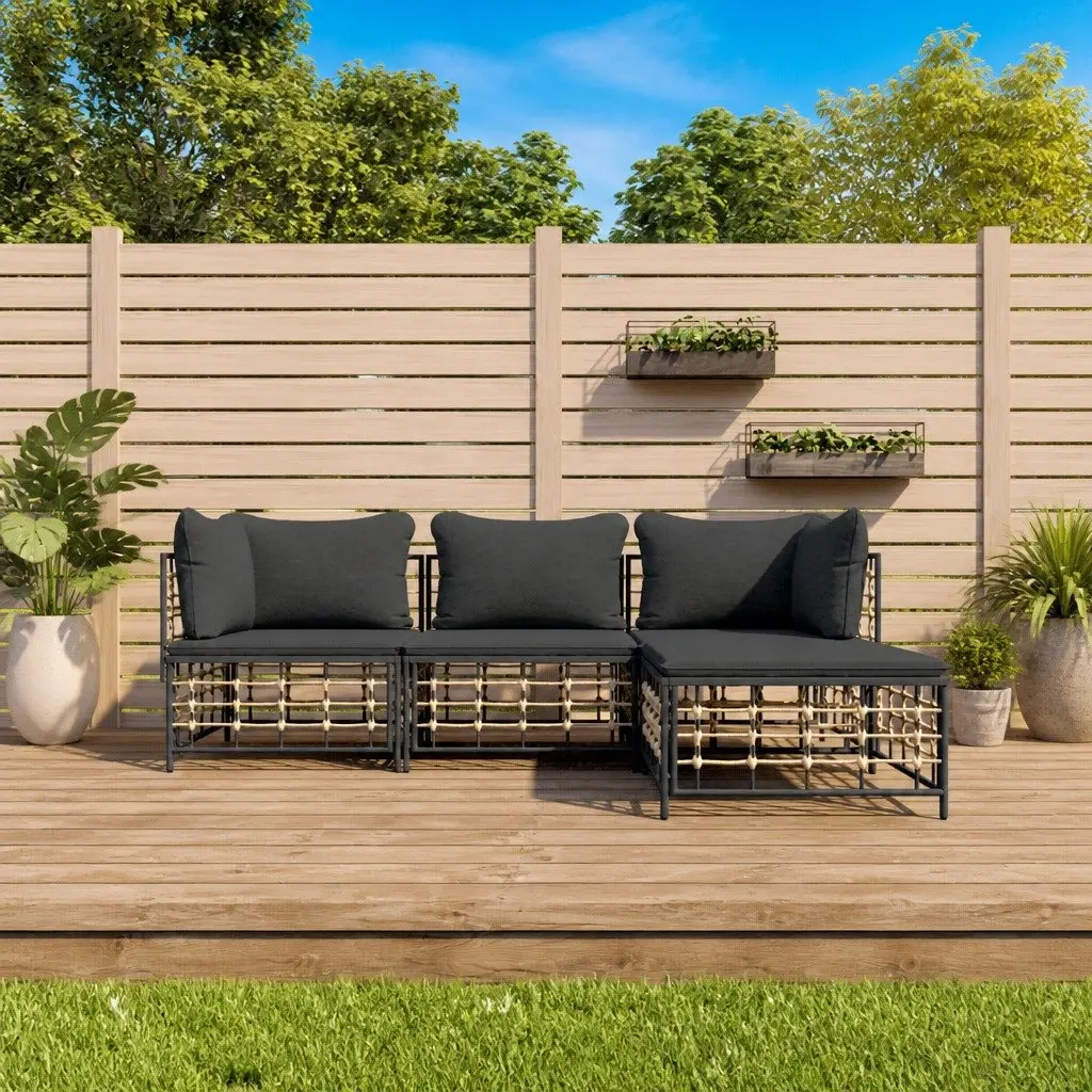 4 Piece Garden Lounge Set with Cushions