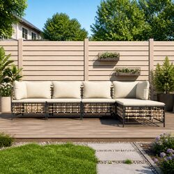 5 Piece Anthracite Outdoor Lounge Set with Cushions