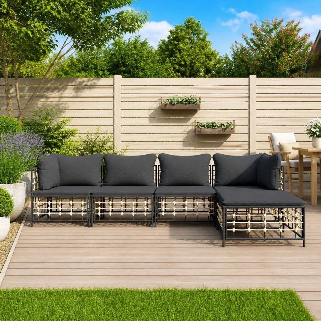 5 Piece Garden Lounge Set Outdoor Sofa Anthracite