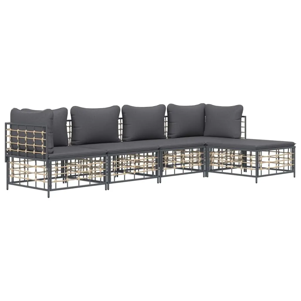 5 Piece Garden Lounge Set Outdoor Sofa Anthracite