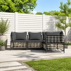 4-Piece Anthracite Garden Lounge Set with Cushions