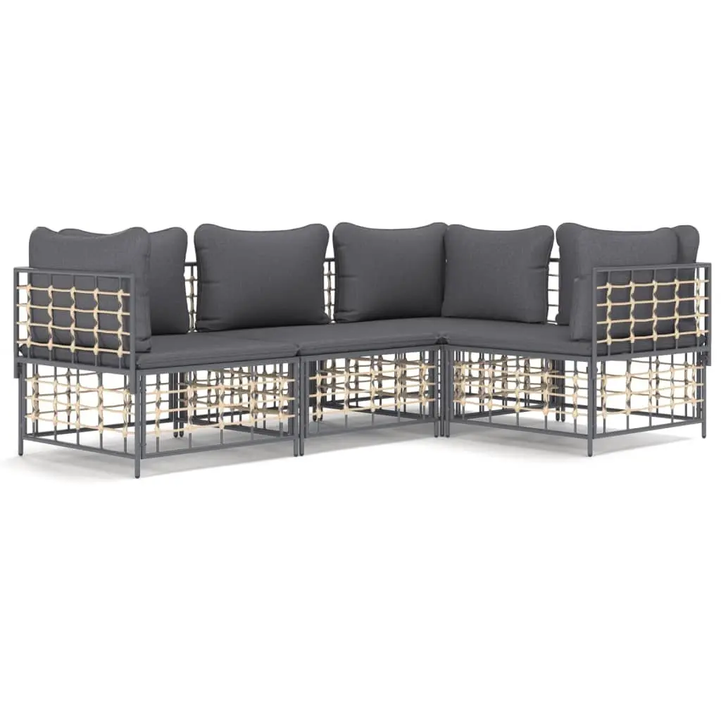 4-Piece Anthracite Garden Lounge Set with Cushions