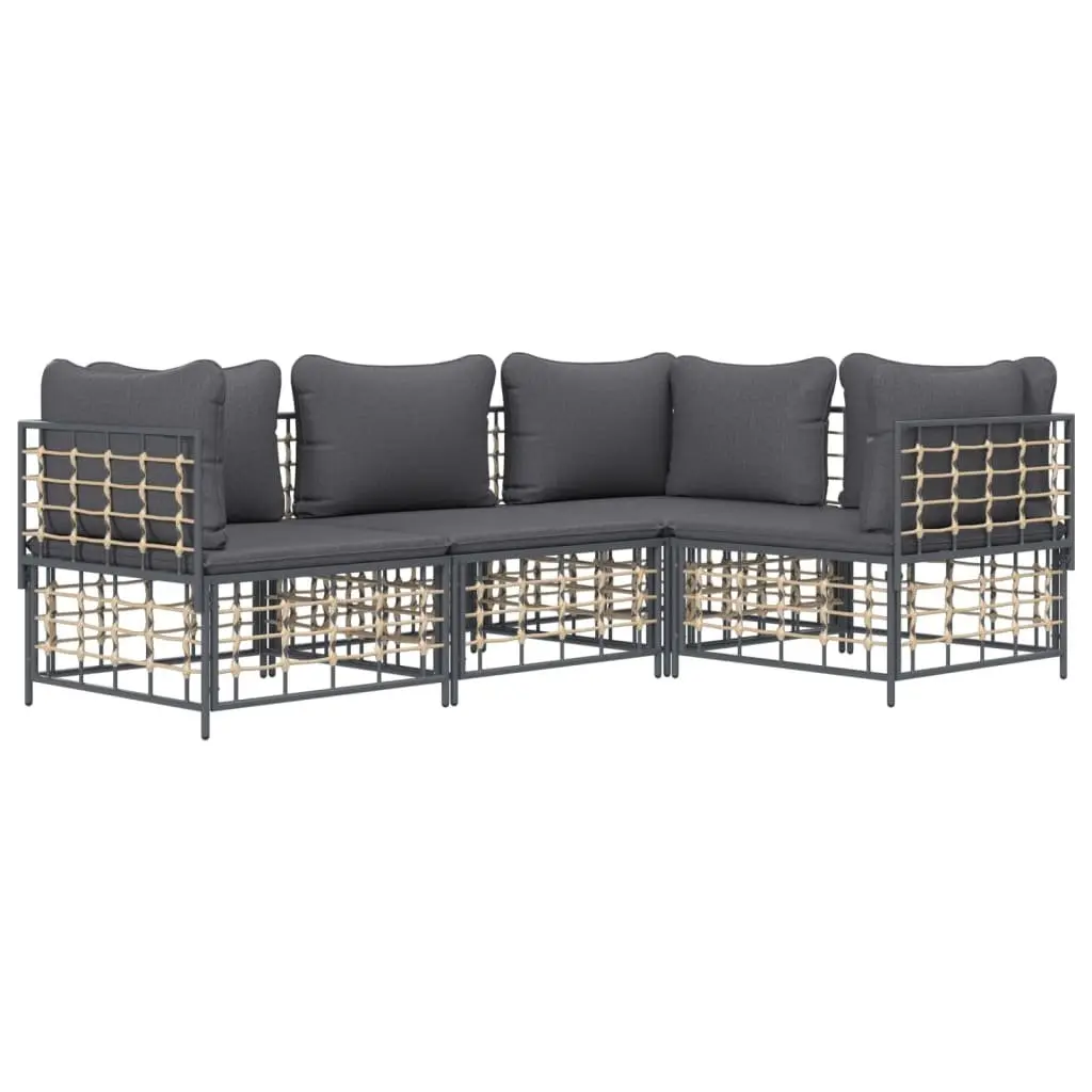 4-Piece Anthracite Garden Lounge Set with Cushions