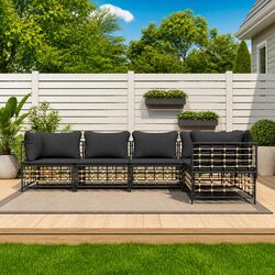 5-Piece Modular Garden Lounge Set with Cushions in Anthracite
