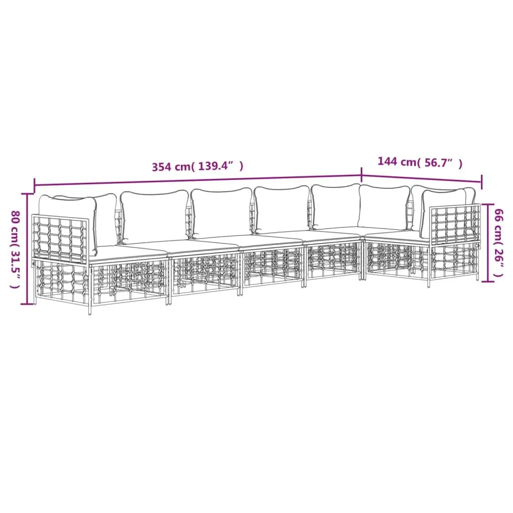 6 Piece Garden Lounge Set with Cushions