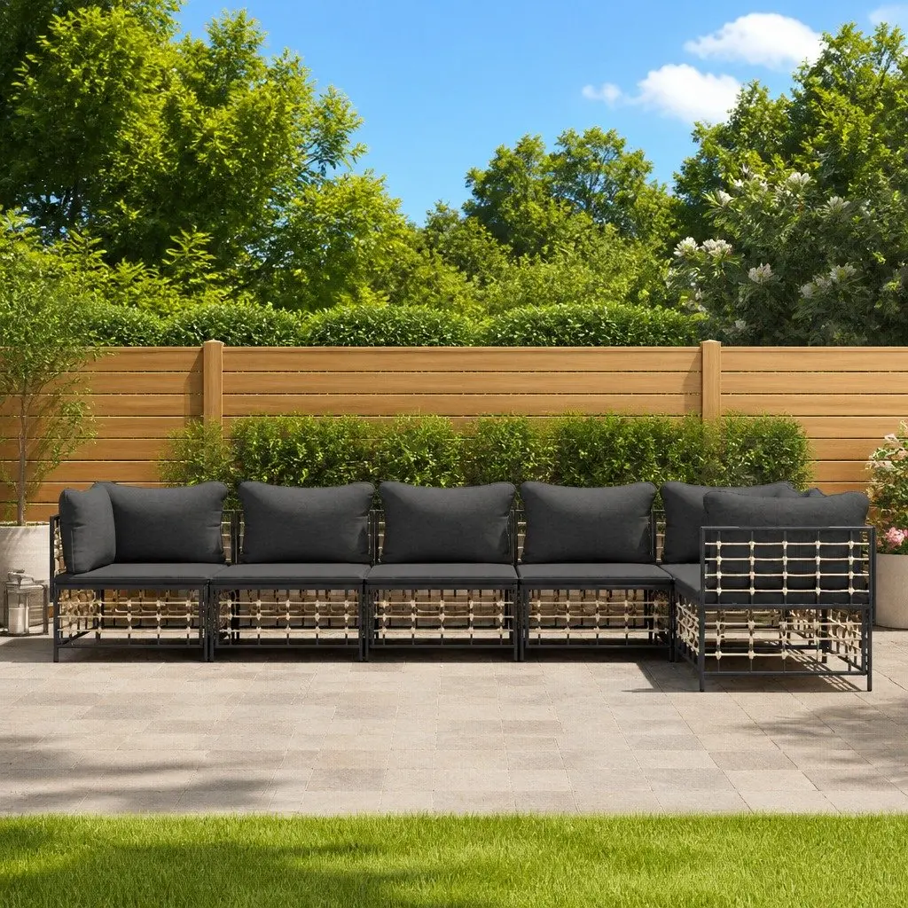 Anthracite 6-Piece Modular Garden Lounge Set with Cushions