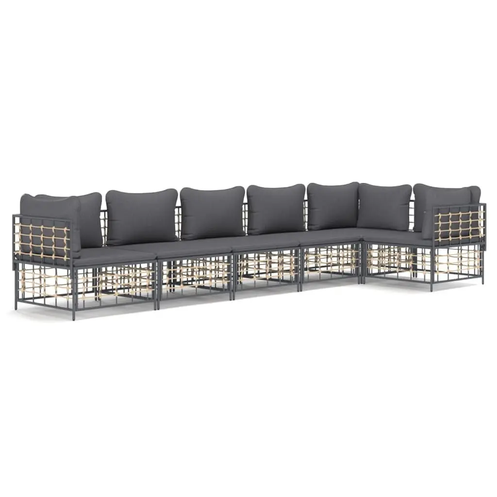 Anthracite 6-Piece Modular Garden Lounge Set with Cushions