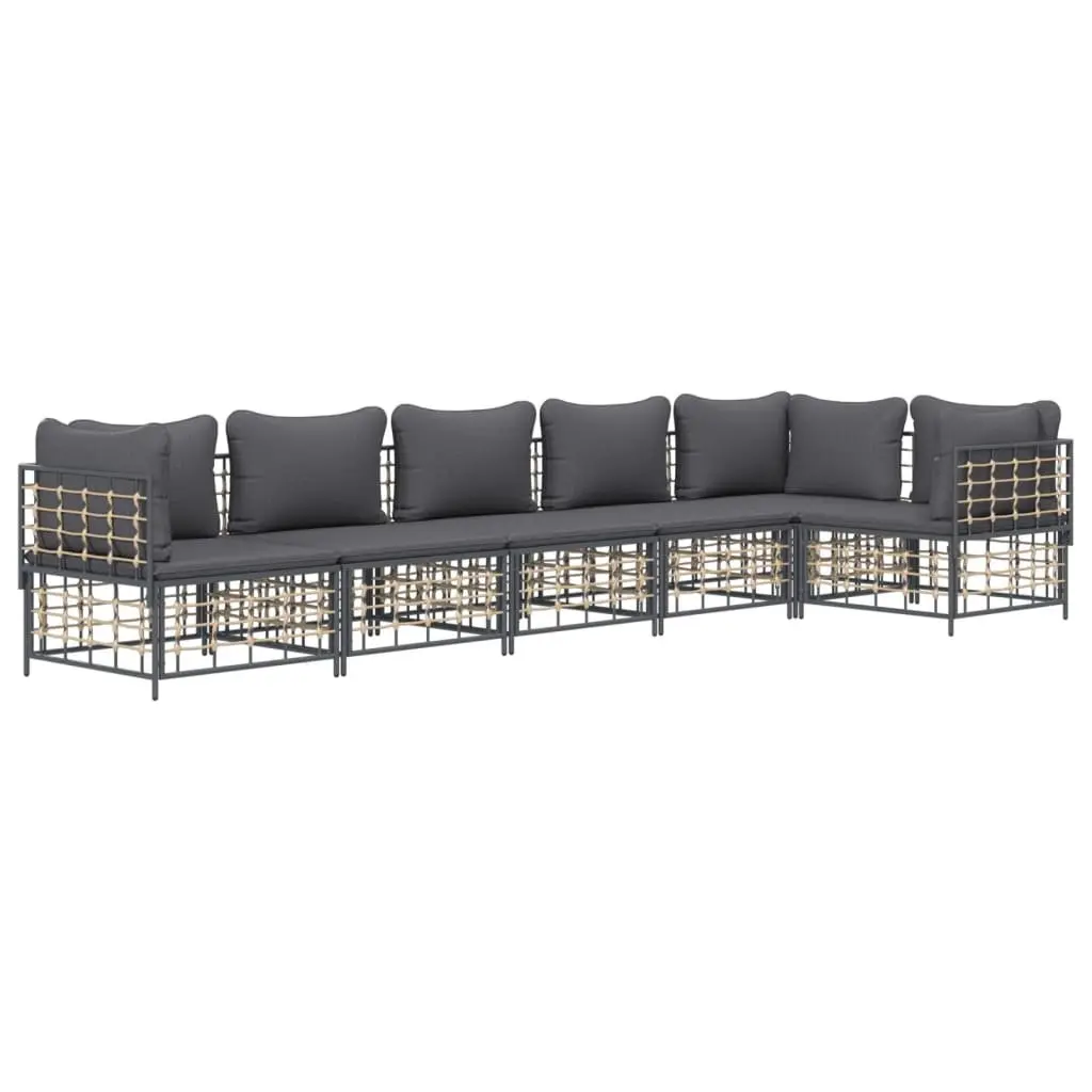 Anthracite 6-Piece Modular Garden Lounge Set with Cushions