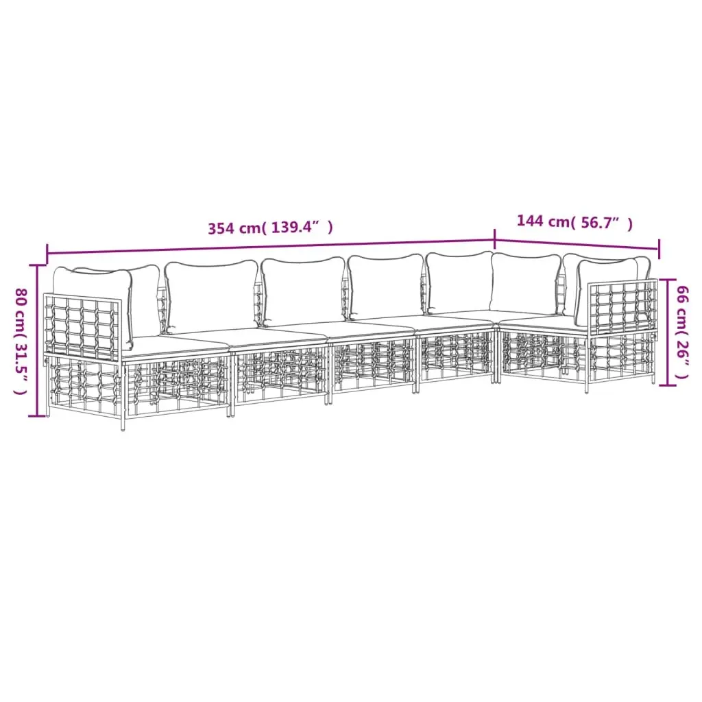 Anthracite 6-Piece Modular Garden Lounge Set with Cushions