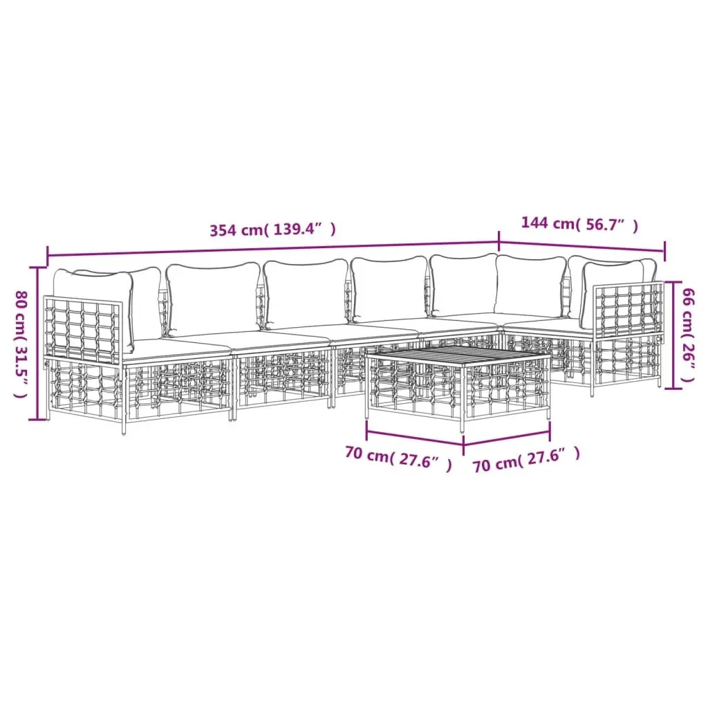 7 Piece Outdoor Lounge Set with Cushions