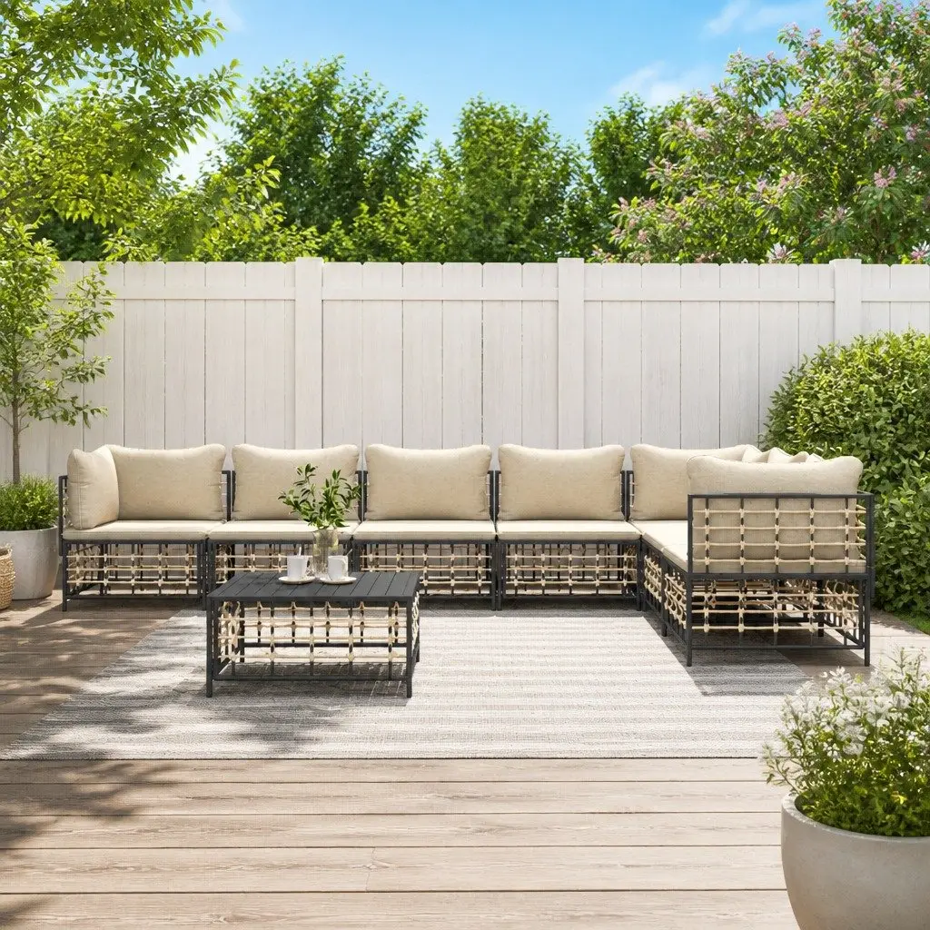 8-Piece Modular Poly Rattan Outdoor Lounge Set