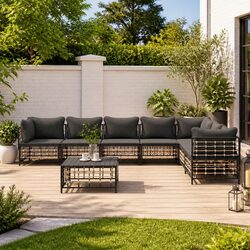 Premium 8-Piece Outdoor Sofa Set with Cushions - Anthracite