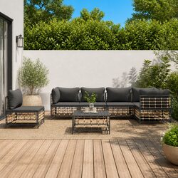 Durable 7-Piece Anthracite Garden Lounge Set with Cushions