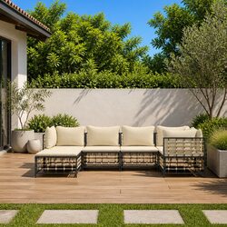 Durable 6-Piece Garden Lounge Set with Anthracite Cushions