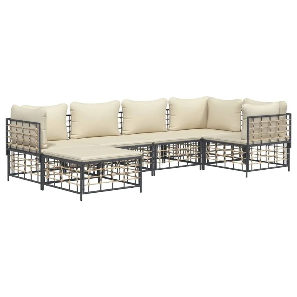 Garden Lounge Set Poly Rattan 6 Piece Anthracite