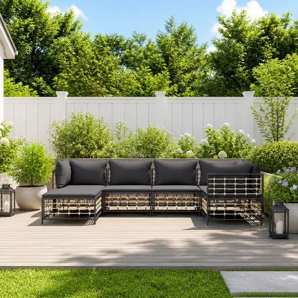 6-Piece Modular Outdoor Lounge Set with Cushions
