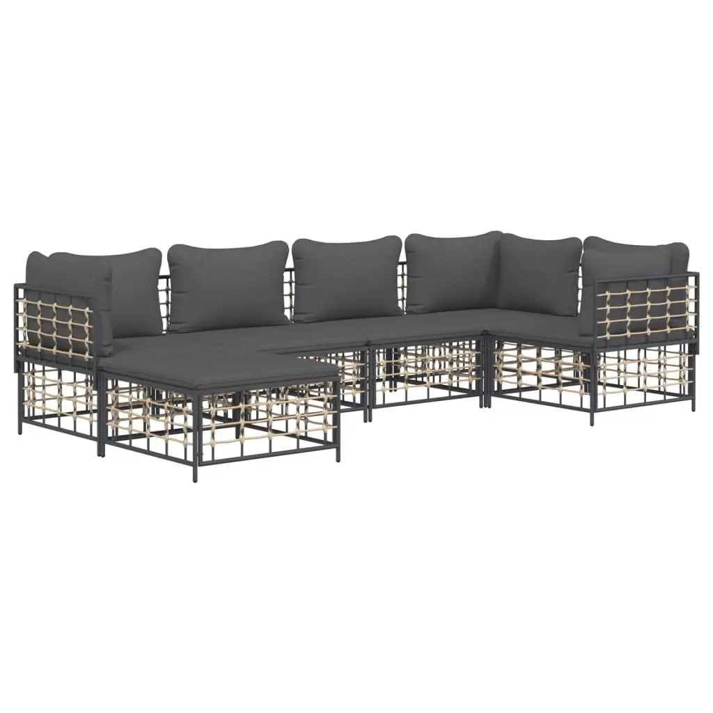 6-Piece Modular Outdoor Lounge Set with Cushions
