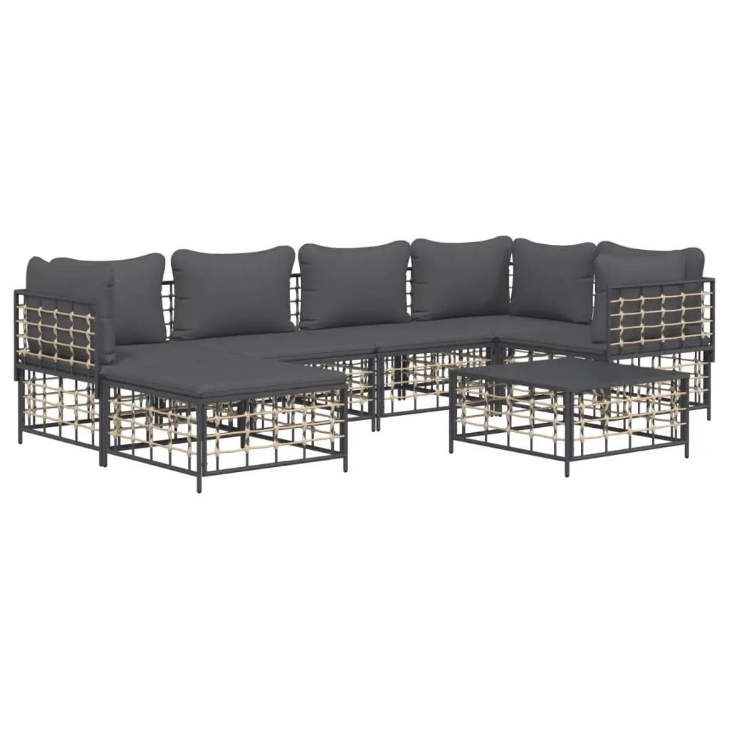 7 Piece Anthracite Garden Lounge Set with Coffee Table