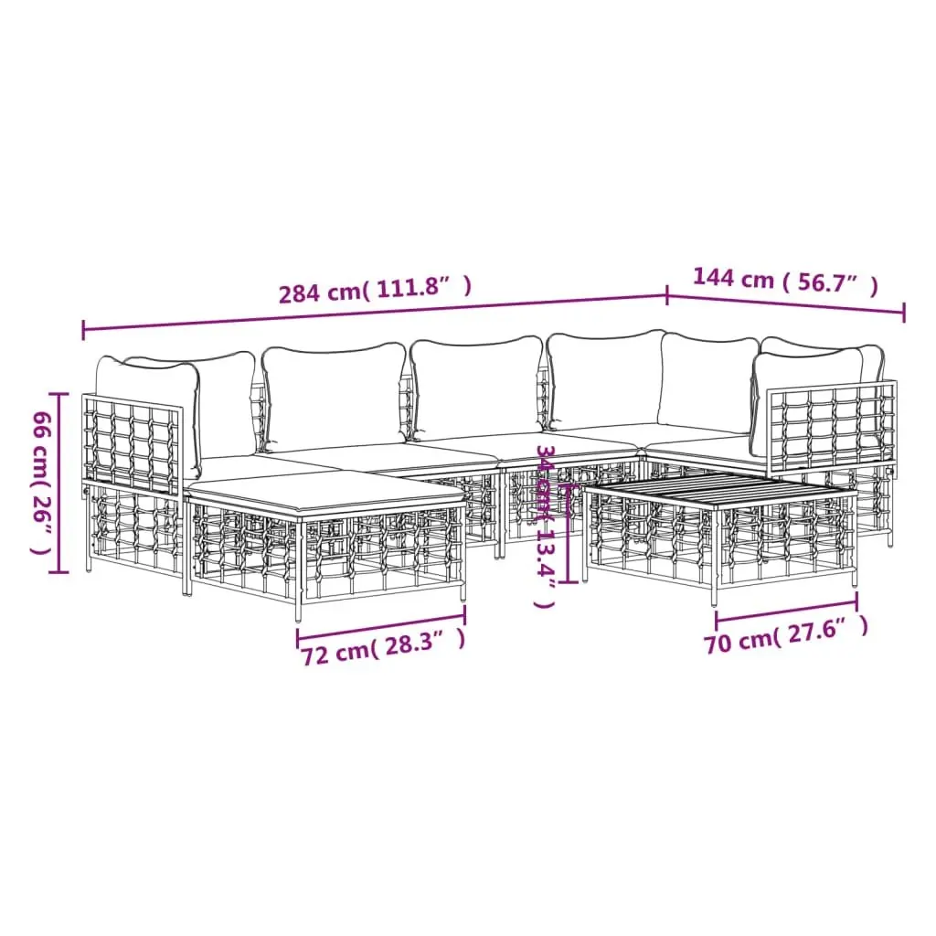 7 Piece Anthracite Garden Lounge Set with Coffee Table