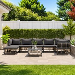 8-Piece Anthracite Garden Lounge Set with Cushions