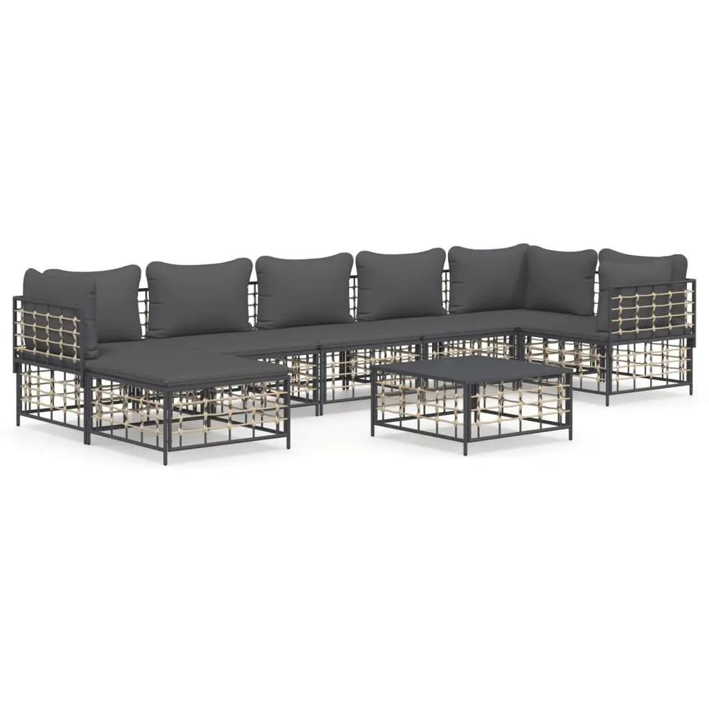 8 Piece Outdoor Lounge Set Poly Rattan Anthracite