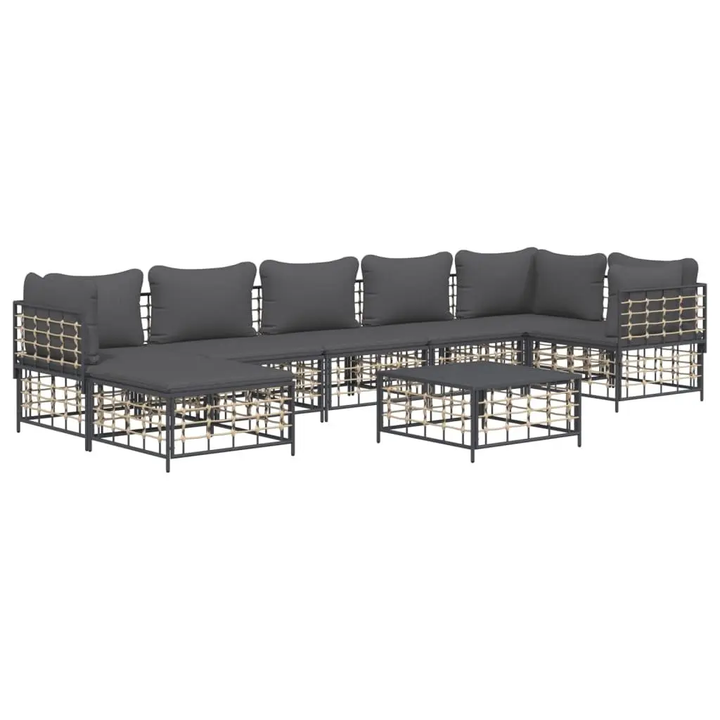 8 Piece Outdoor Lounge Set Poly Rattan Anthracite