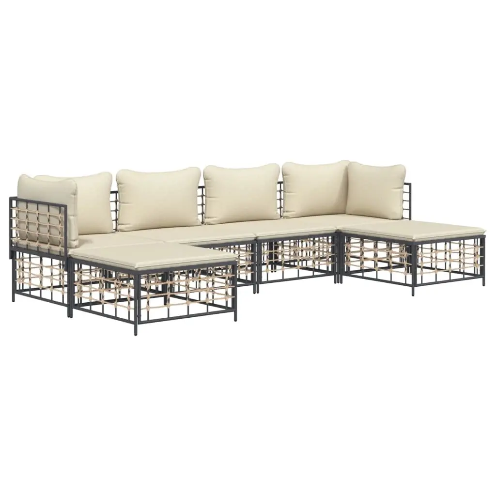 Garden Lounge Set Poly Rattan 6 Piece Anthracite