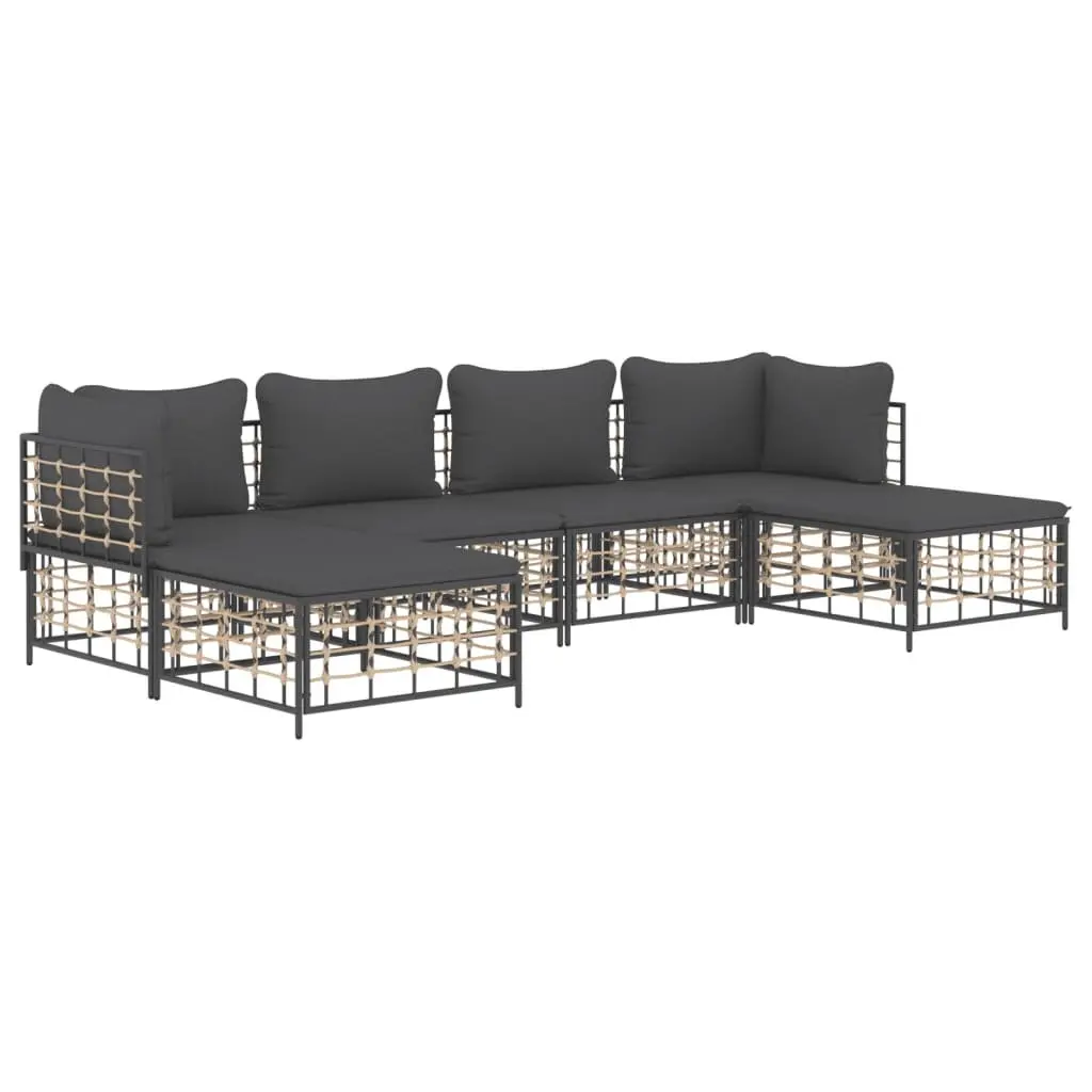 Outdoor Garden Lounge Set 6 Piece Modular Seating with Cushions Anthracite