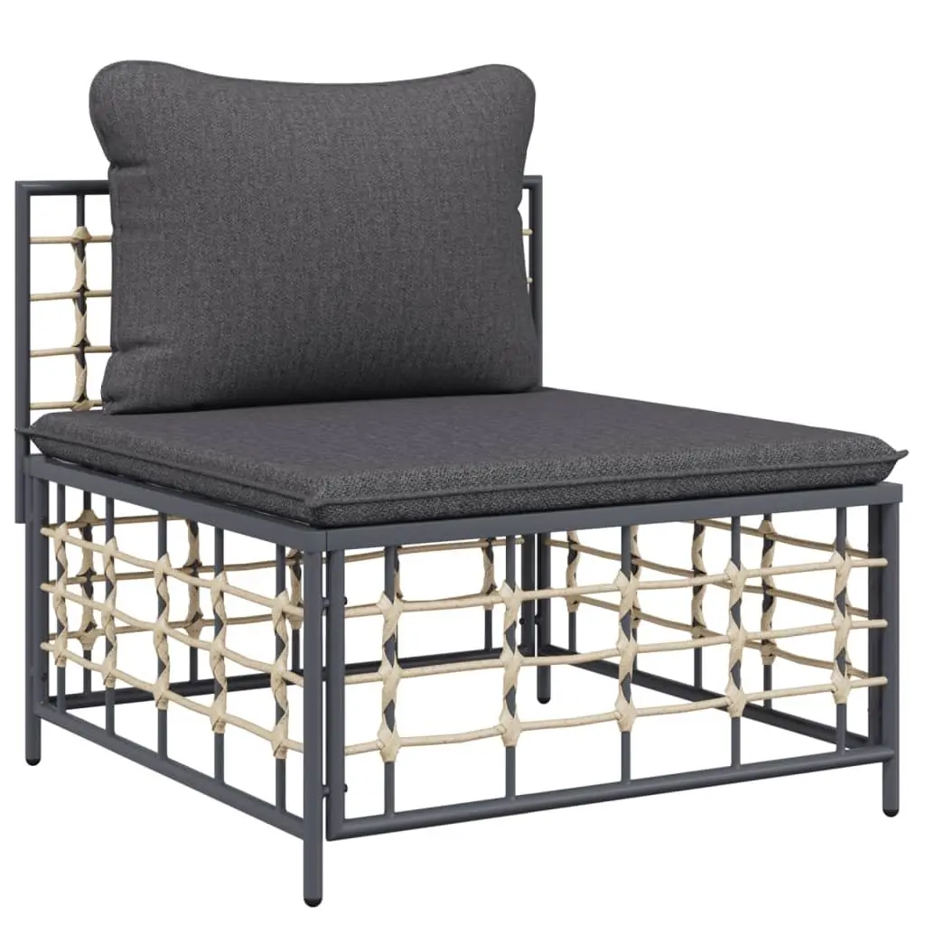 Outdoor Garden Lounge Set 6 Piece Modular Seating with Cushions Anthracite