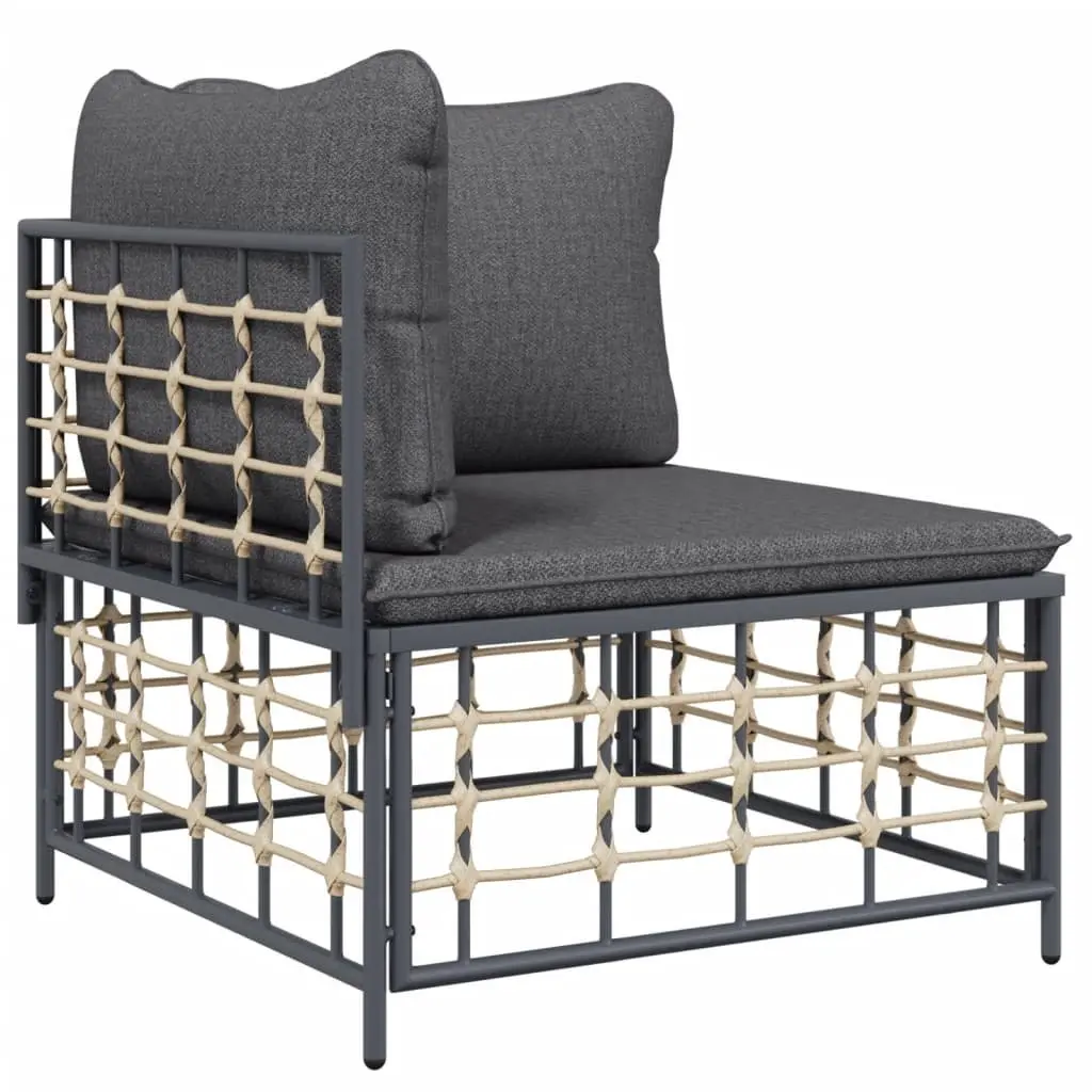 7 Piece Garden Lounge Set Poly Rattan Anthracite with Cushions