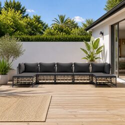 7 Piece Garden Lounge Set Outdoor Sofa Anthracite Poly Rattan with Cushions