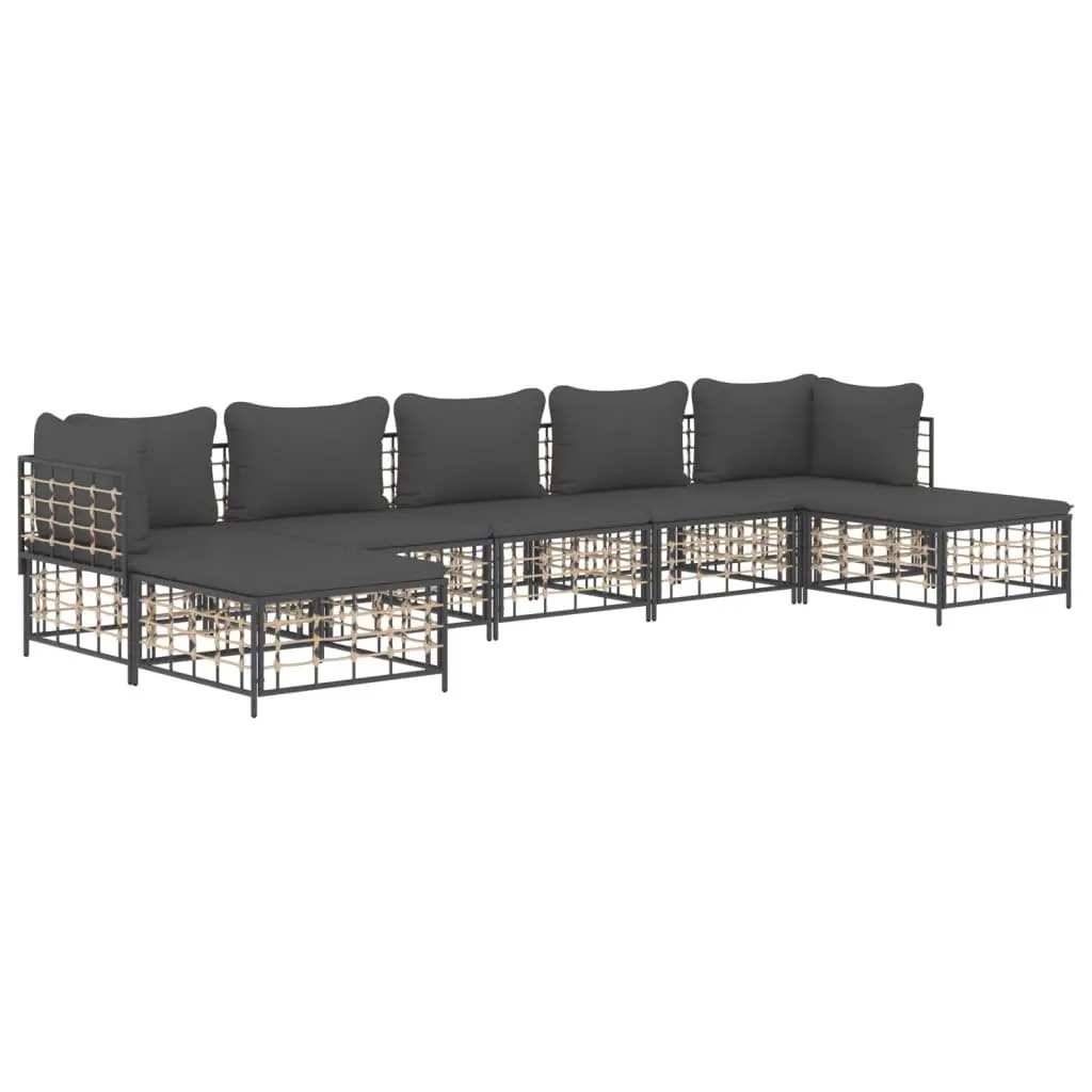 7 Piece Anthracite Garden Lounge Set with Cushions