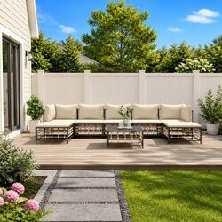 Sturdy 8-Piece Garden Lounge Set with Cushions - Anthracite