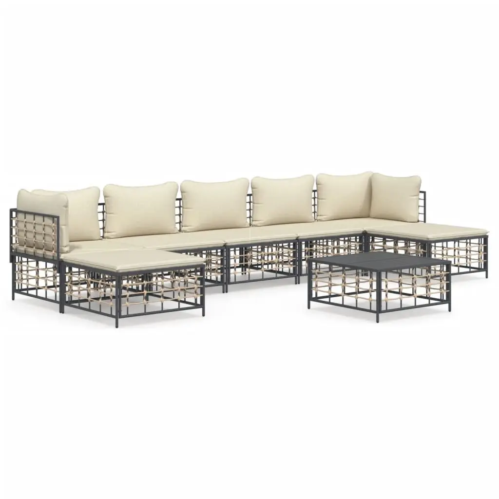 Garden Lounge Set Poly Rattan 8 Piece Outdoor Sofa Seating with Cushions Anthracite