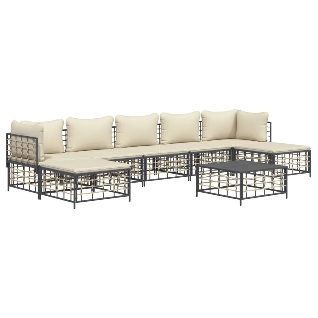 Garden Lounge Set Poly Rattan 8 Piece Outdoor Sofa Seating with Cushions Anthracite