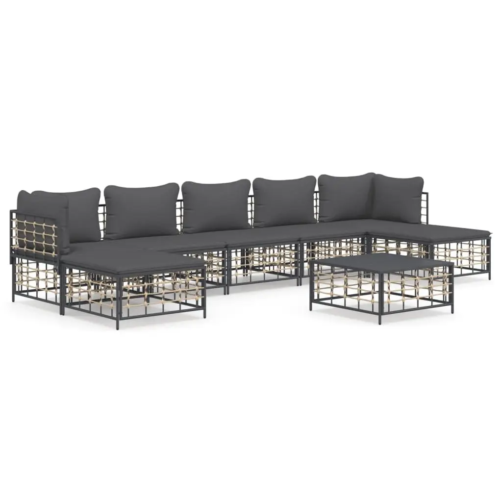 Outdoor Lounge Set Poly Rattan 8 Piece Garden Seating Anthracite