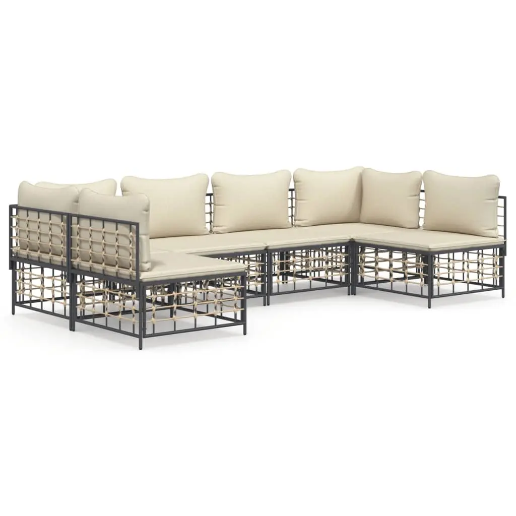 Garden Lounge Set Poly Rattan Steel 6 Piece Anthracite