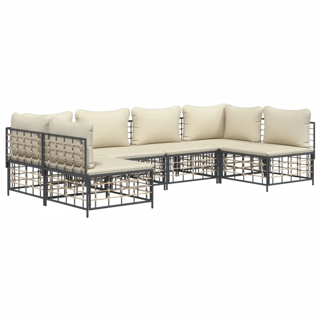 Garden Lounge Set Poly Rattan Steel 6 Piece Anthracite