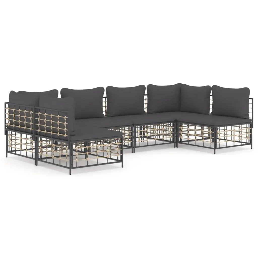 Garden Lounge Set Poly Rattan 6 Piece Anthracite