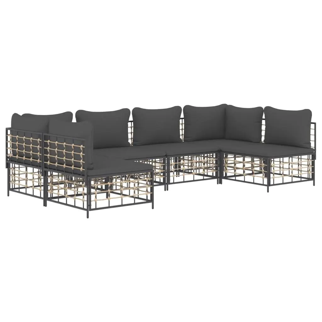Garden Lounge Set Poly Rattan 6 Piece Anthracite