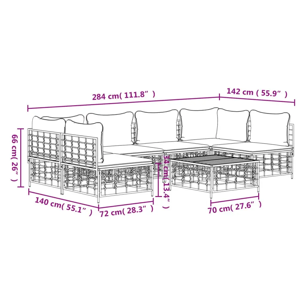 7-Piece Modular Garden Lounge Set in Anthracite