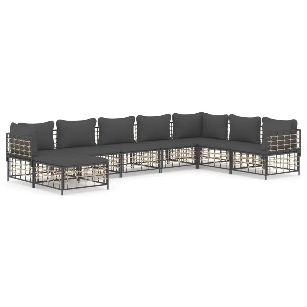 Garden Lounge Set Poly Rattan 8 Piece Anthracite with Cushions