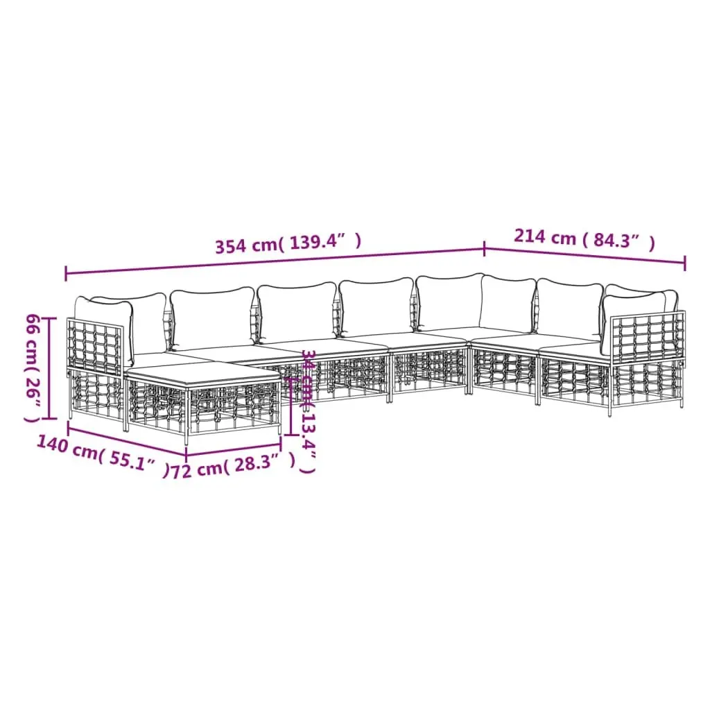 Garden Lounge Set Poly Rattan 8 Piece Anthracite with Cushions