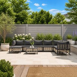 9 Piece Anthracite Garden Lounge Set with Cushions