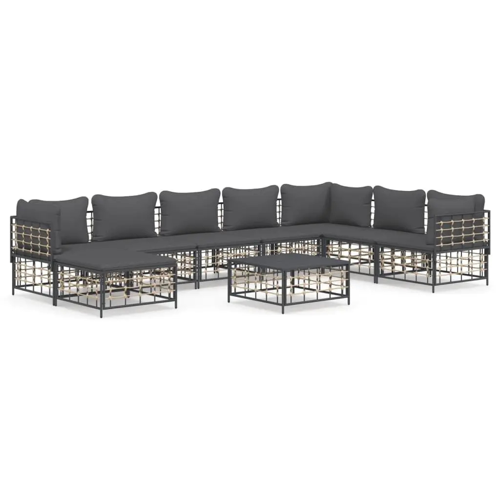 9 Piece Anthracite Garden Lounge Set with Cushions